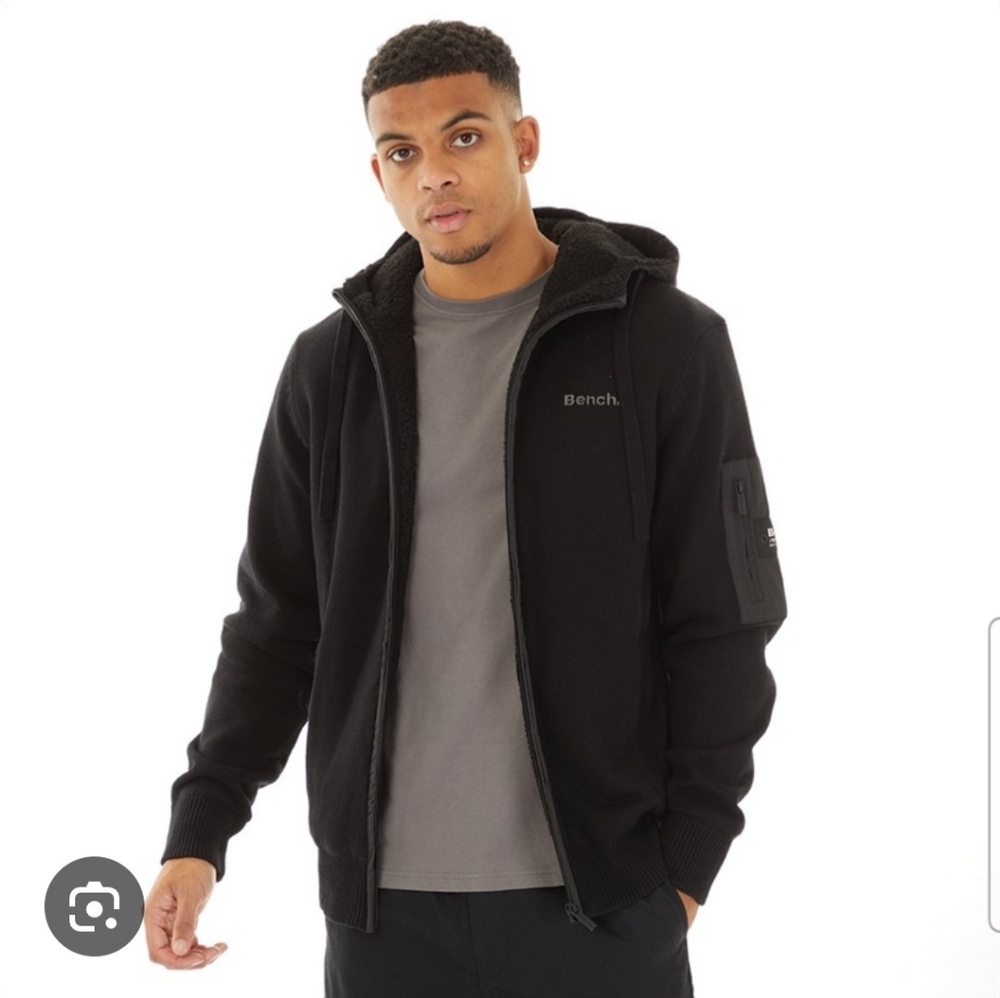 Bench Mens Avett Knitted Hoodie Black Size XL